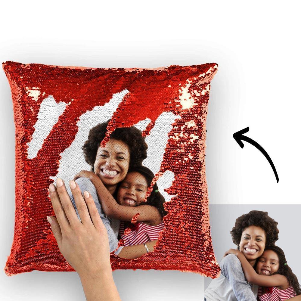 Photo Magic Sequins Pillow Red Shiny Best Gifts 15.75 * 15.75 - soufeelus