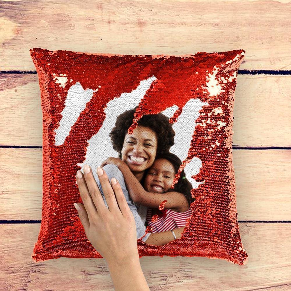 Photo Magic Sequins Pillow Red Shiny Best Gifts 15.75 * 15.75 - soufeelus