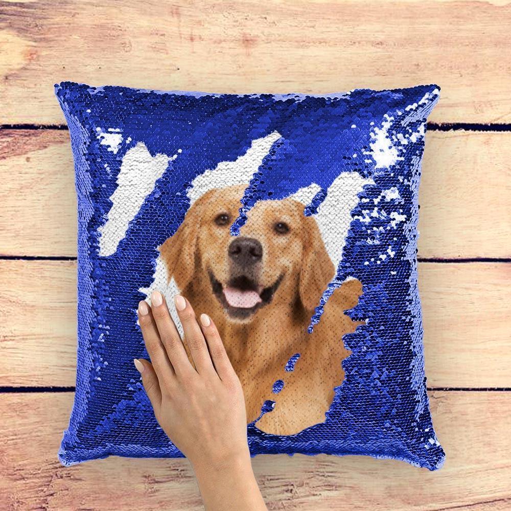 Photo Magic Sequins Pillow Blue Shiny 15.75 * 15.75 - soufeelus