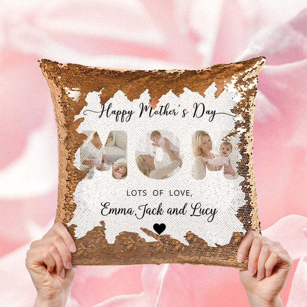 Custom Mom Photo Sequin Pillow Personalized Mother's Day Sequin Pillow -
