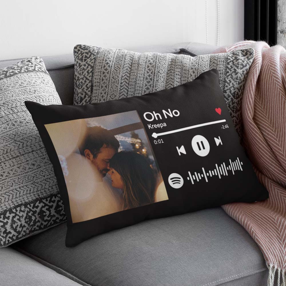 Custom Photo Scannable Spotify Code Pillow Personalized Music Rectangle Pillowcase Housewarming Gifts - soufeelus