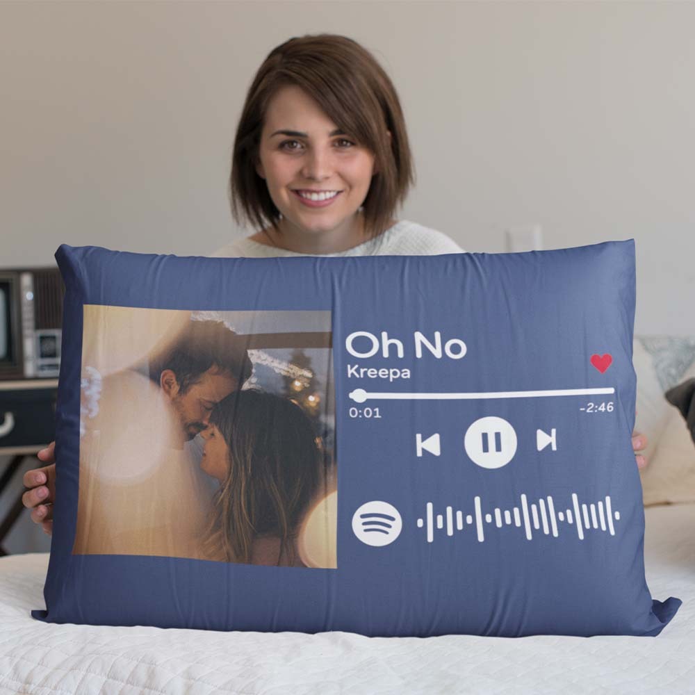 Custom Photo Scannable Spotify Code Pillow Personalized Music Rectangle Pillowcase Housewarming Gifts - soufeelus