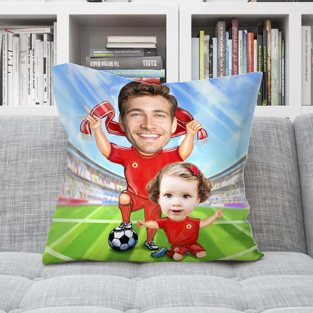 Custom Face Father's Day Pillow Personalized Football Pillow Best Gift for Dad - soufeelus