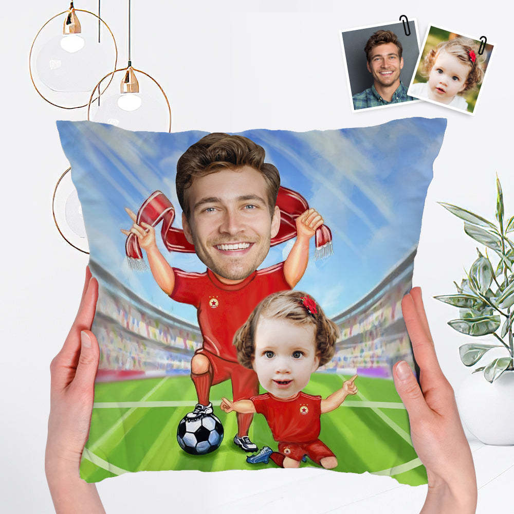 Custom Face Father's Day Pillow Personalized Football Pillow Best Gift for Dad - soufeelus