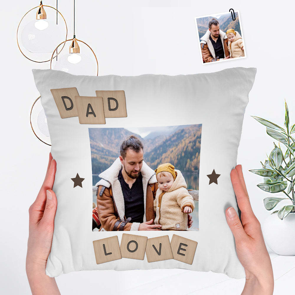 Personalized Photo Pillow Father's Love As If Mountain Pillow Best Father's Day Gift - soufeelus