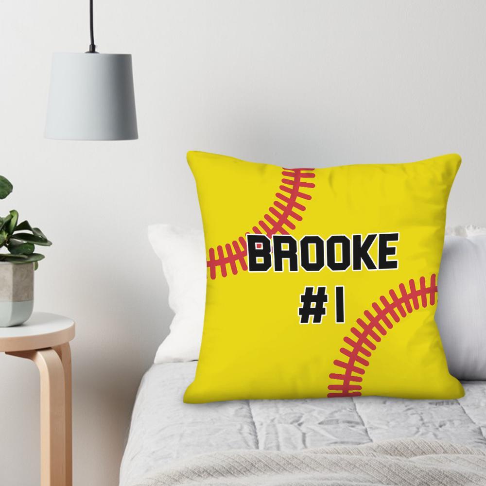 Custom Softball Personalized Throw Pillow Best Gift for Him - soufeelus