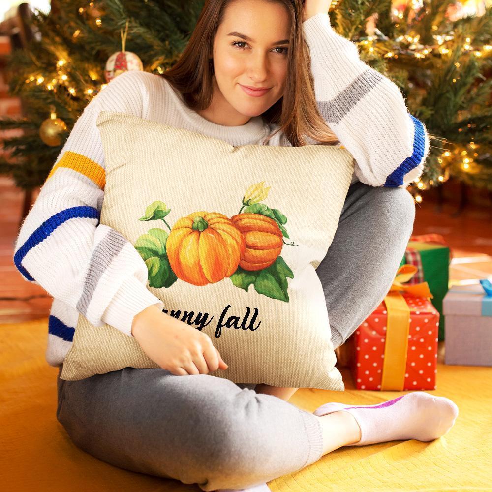 Custom Text Pillow Personalized Fall Home Decor Cushion Gift