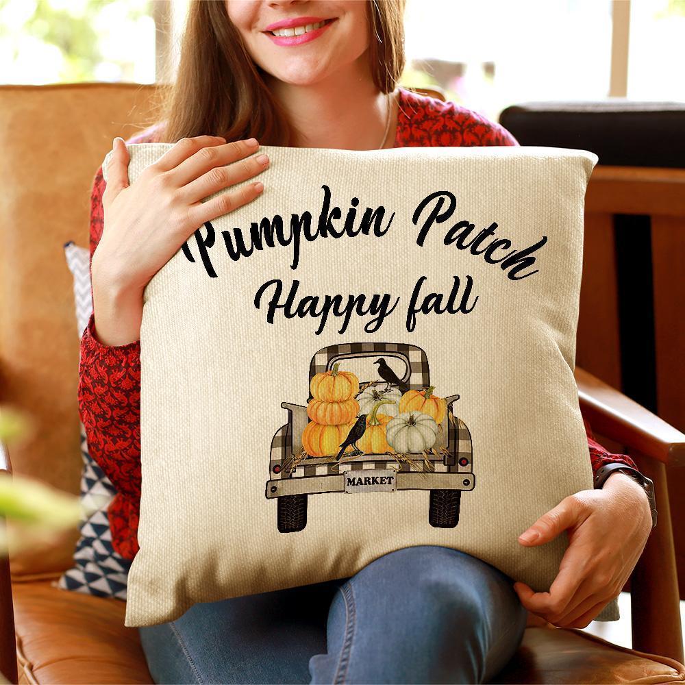 Custom Text Pillow Pumpkin Patch Pattern Personalized Fall Decor Gift