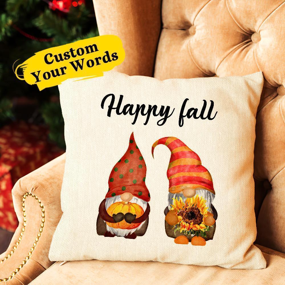 Custom Text Throw Pillow Cute Elf Linen Pillow Personalized Decor Gift