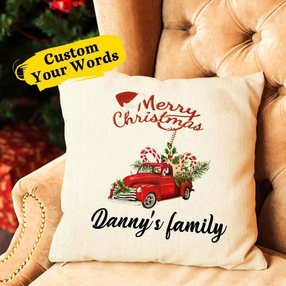 Custom Text Pillow Add family Name Personalized Christmas Decor Gift