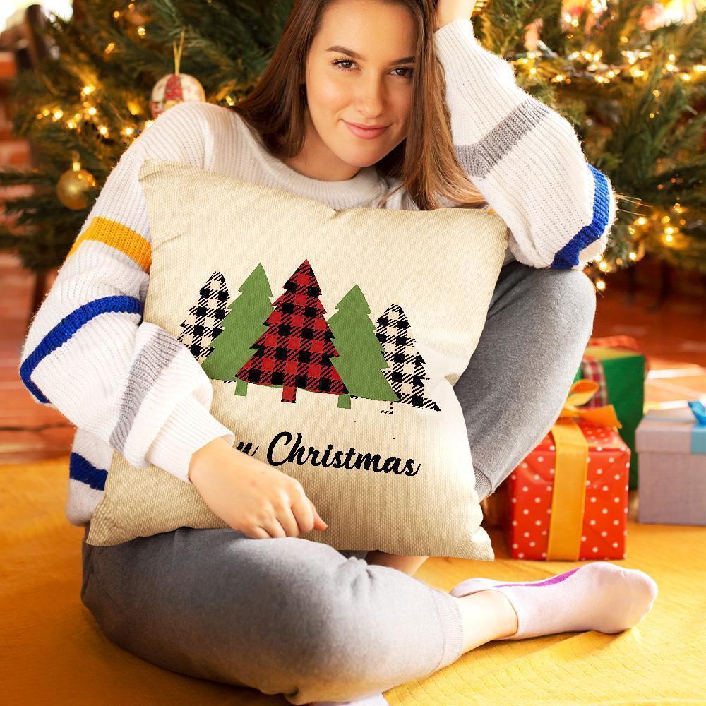 Custom Words Throw Pillow Personalized Linen Cushion Christmas Gift