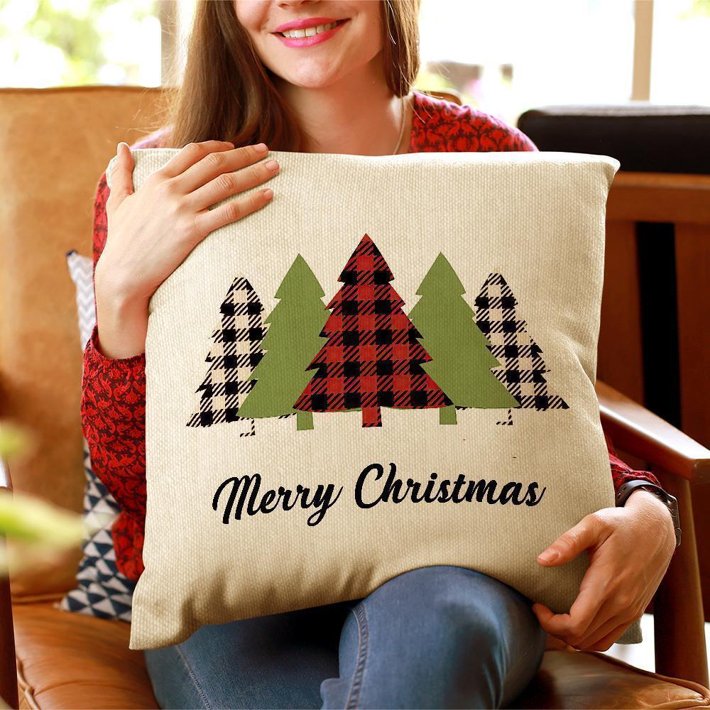 Custom Words Throw Pillow Personalized Linen Cushion Christmas Gift