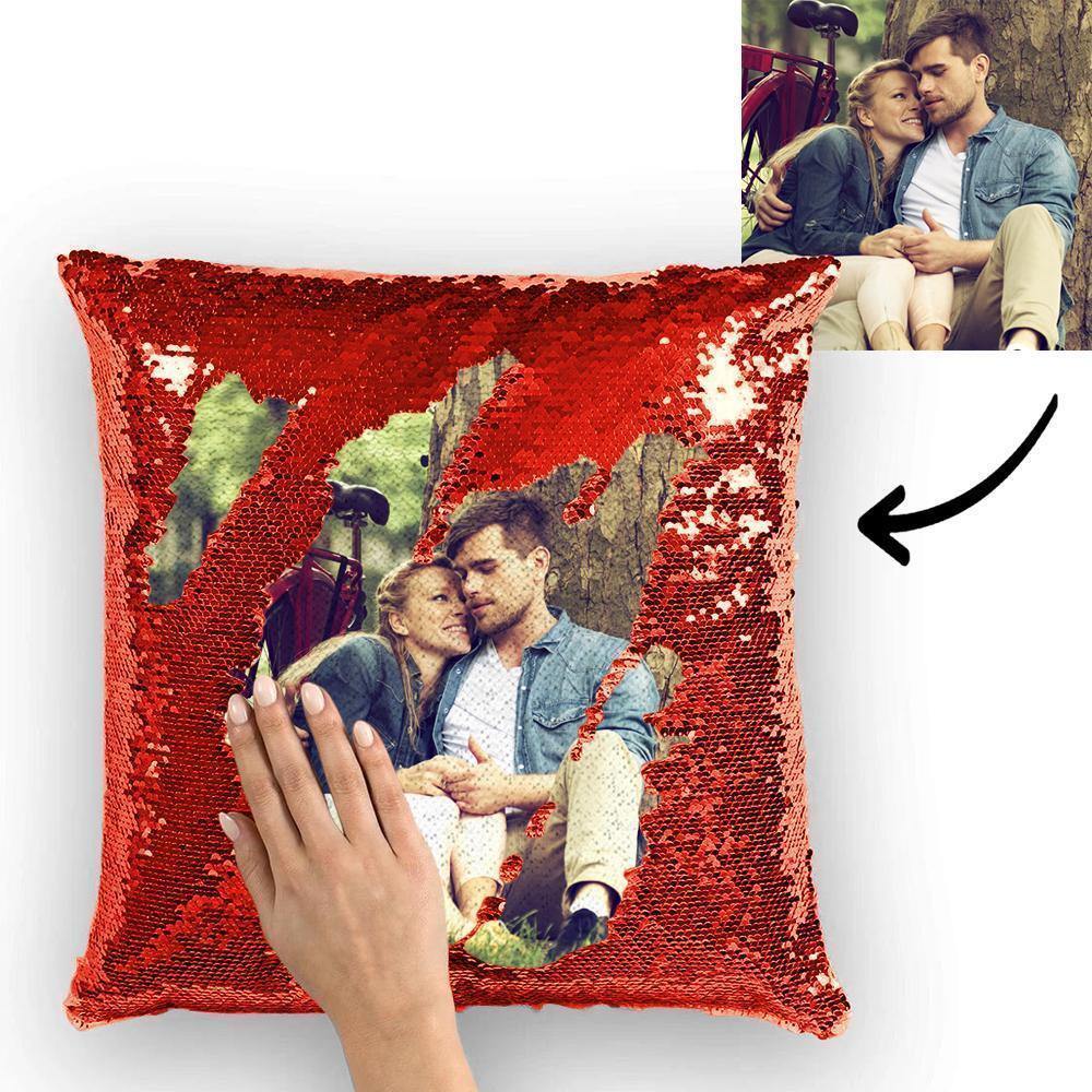 Photo Magic Sequins Pillow Red Shiny Best Gifts 15.75 * 15.75 - soufeelus