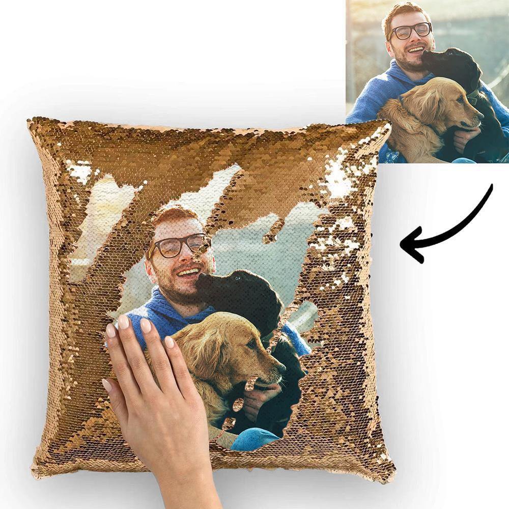 Custom Photo Magic Sequins Pillow White Shiny 15.75 * 15.75 - soufeelus