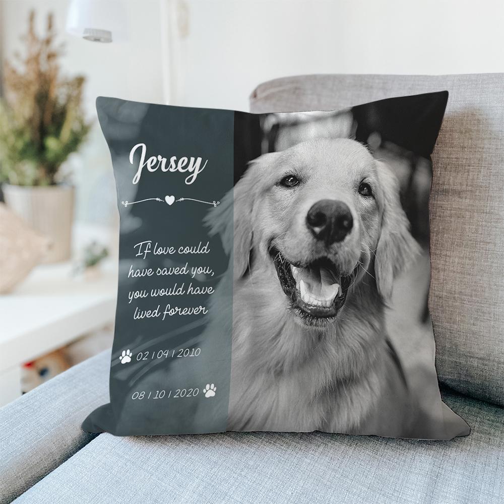 Pet Memorial Photo Pillow With Black And White Effect. Professional Photo Editing Included. Pillow Case Option Available. Pet Loss Gift - soufeelus