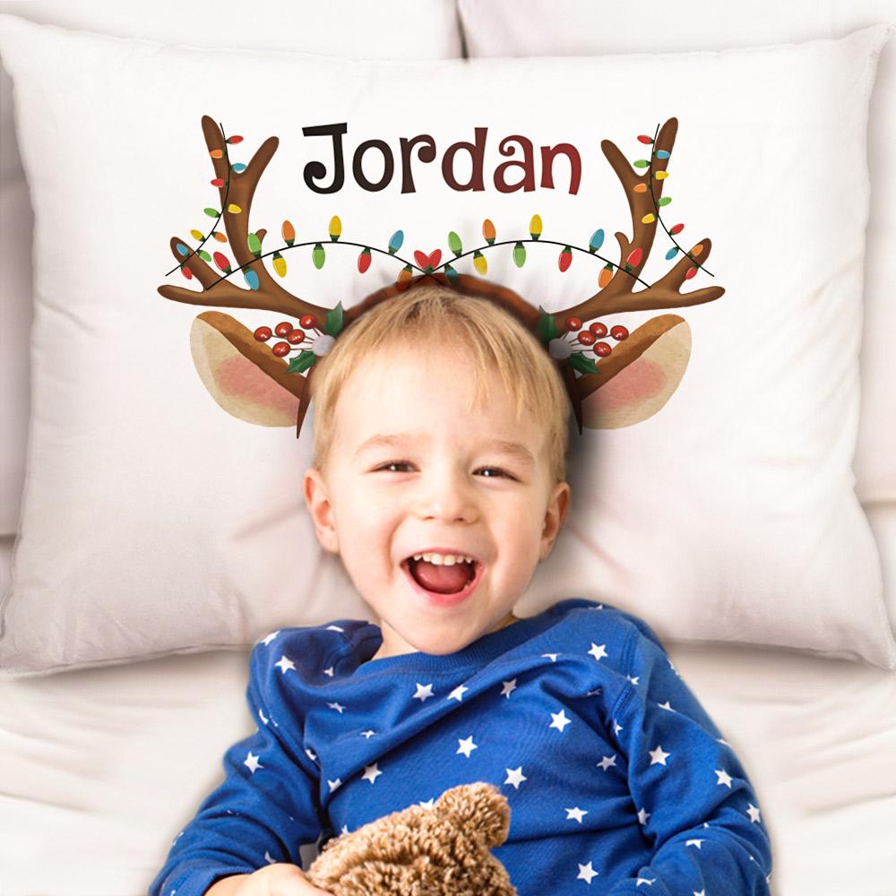 Custom Christmas Pillowcase Reindeer Antler Pillow Cover Christmas Gift For Boys And Girls