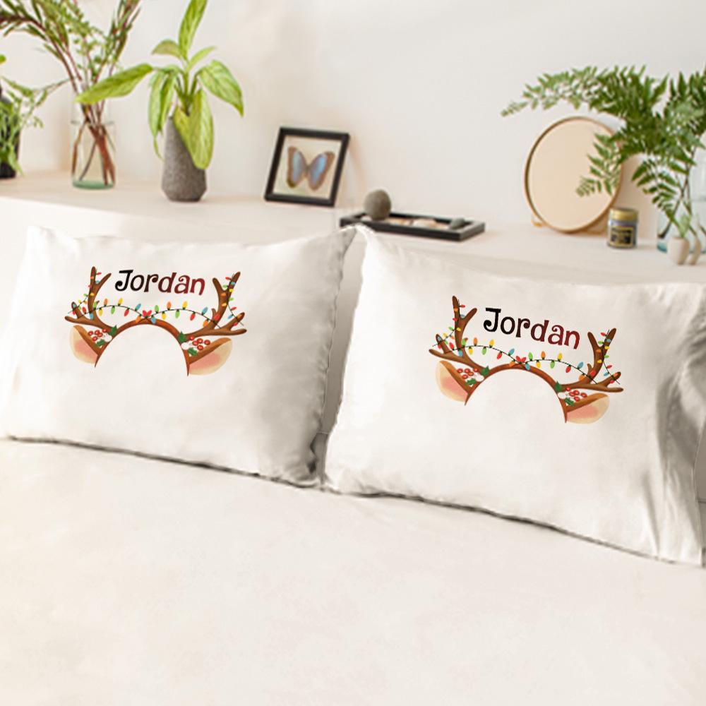 Custom Christmas Pillowcase Reindeer Antler Pillow Cover Christmas Gift For Boys And Girls