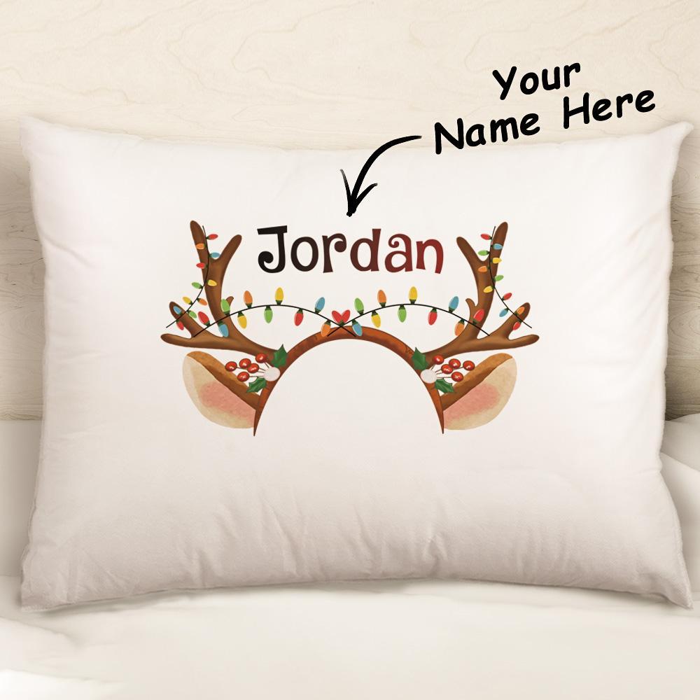 Custom Christmas Pillowcase Reindeer Antler Pillow Cover Christmas Gift For Boys And Girls