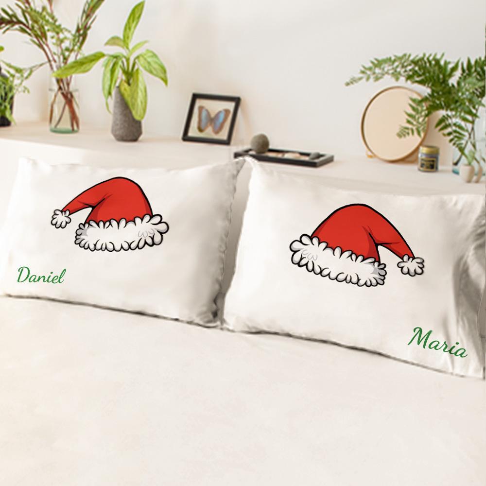 Custom Christmas Pillowcase Santa Hat Pillow Cover Christmas Bedding Ornament For Couple Gifts