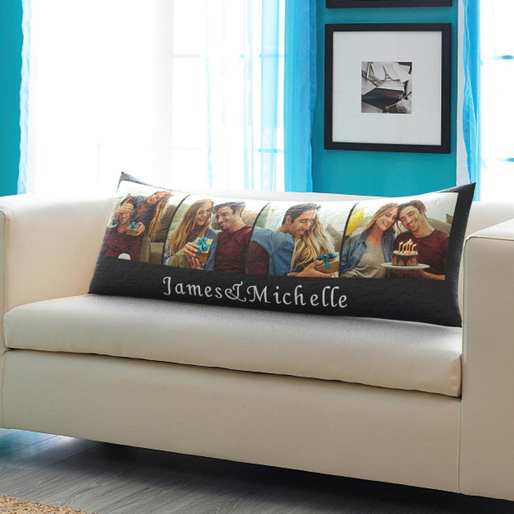 Custom Engraved Photo Long Throw Pillows Popular Housewarming Gifts for Wedding Couples