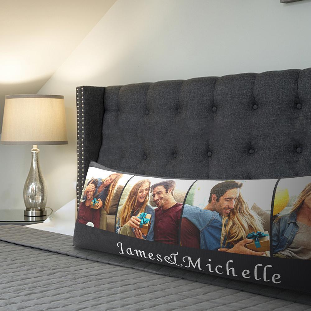 Custom Engraved Photo Long Throw Pillows Popular Housewarming Gifts for Wedding Couples
