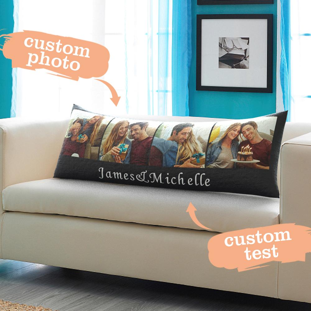 Custom Engraved Photo Long Throw Pillows Popular Housewarming Gifts for Wedding Couples