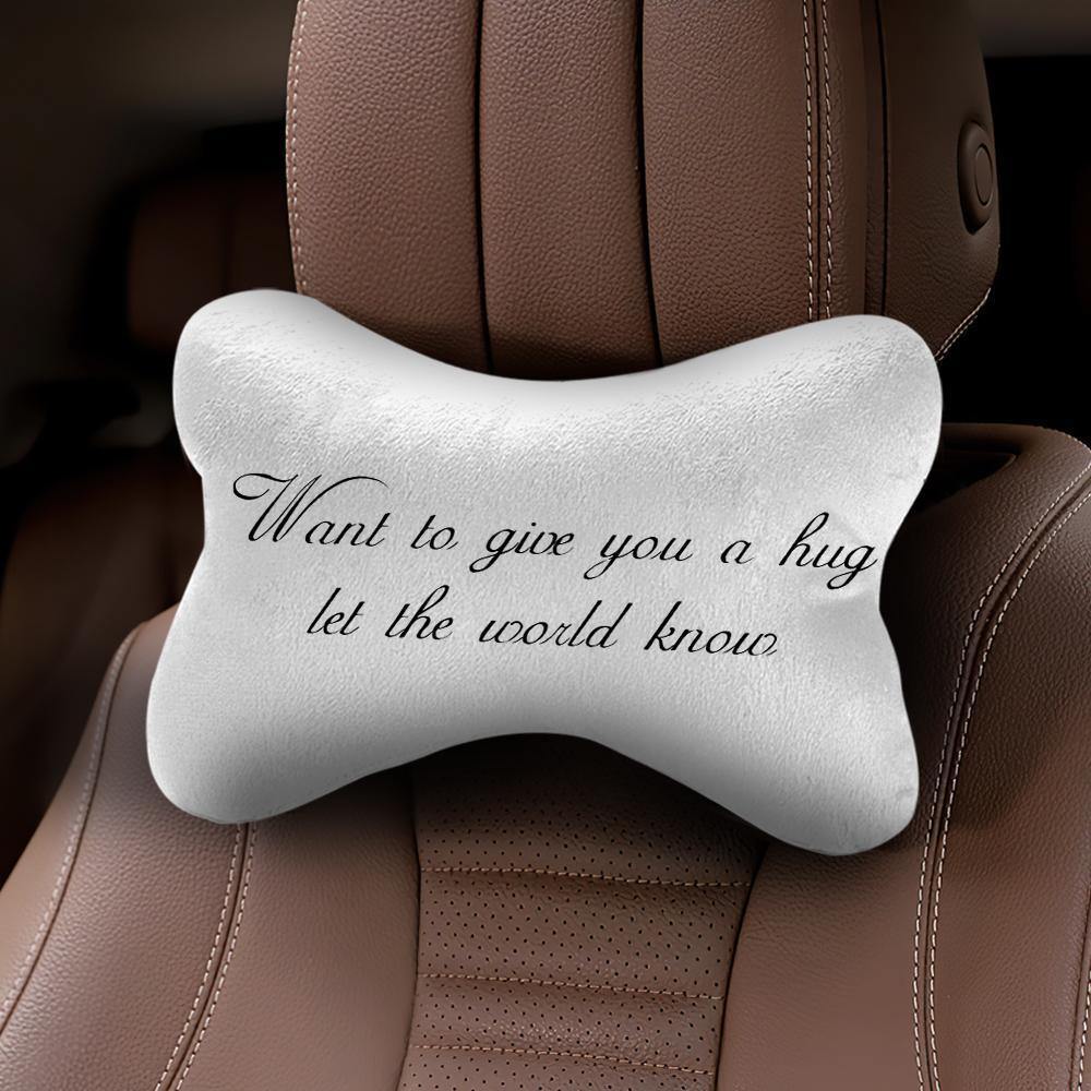 Custom Engraved Car Neck Pillow-White - soufeelus