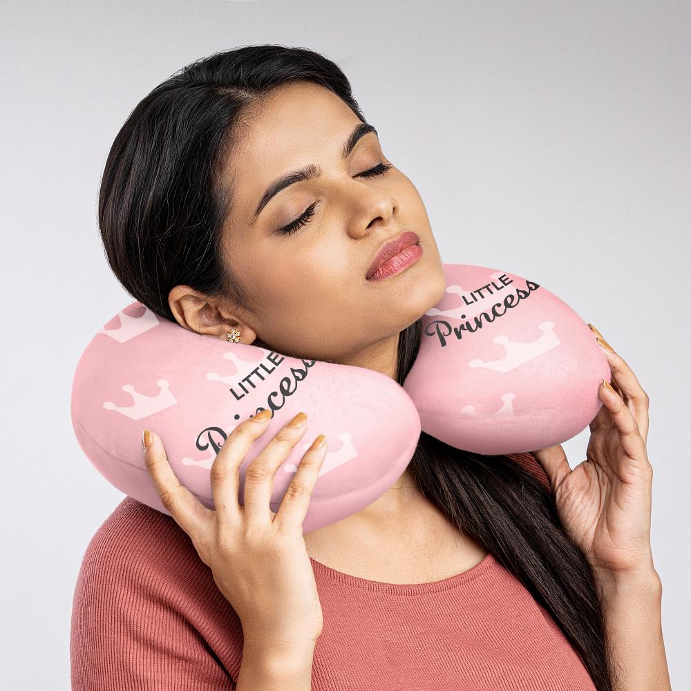 Custom Travel Pillow Cushion Stylish Neck Support Cushion Flight Car Travel Trip Holiday Little Princess Crown detail