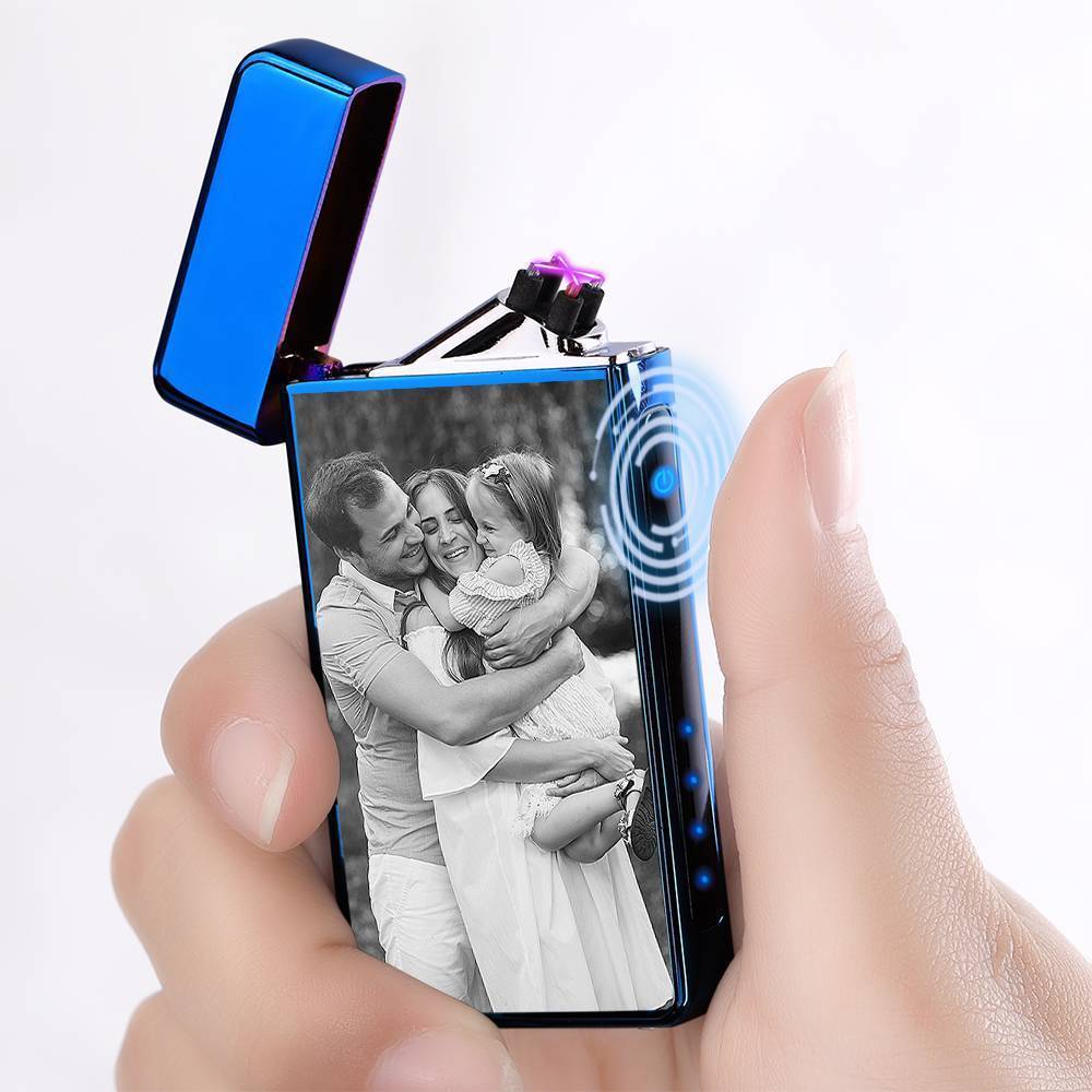 Photo Lighter Custom Photo Engraved Lighter Blue Perfect Family