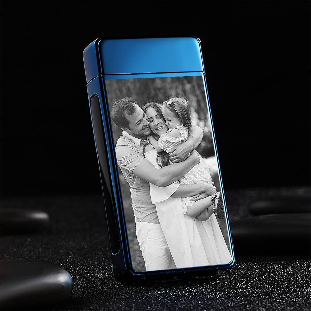 Photo Lighter Custom Photo Engraved Lighter Blue Perfect Family