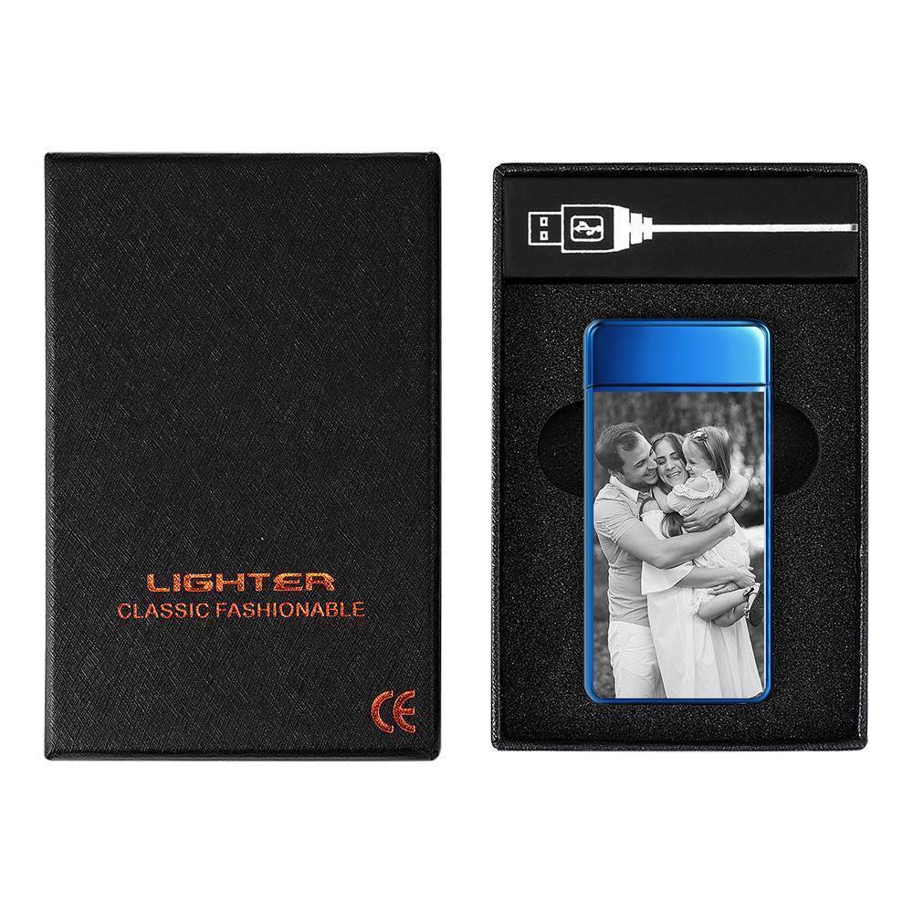 Photo Lighter Custom Photo Engraved Lighter Blue Perfect Family