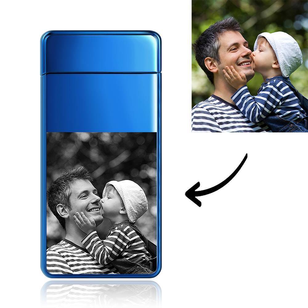 Photo Lighter With Engraving Electric Lighter Great Gift For Smoker Blue
