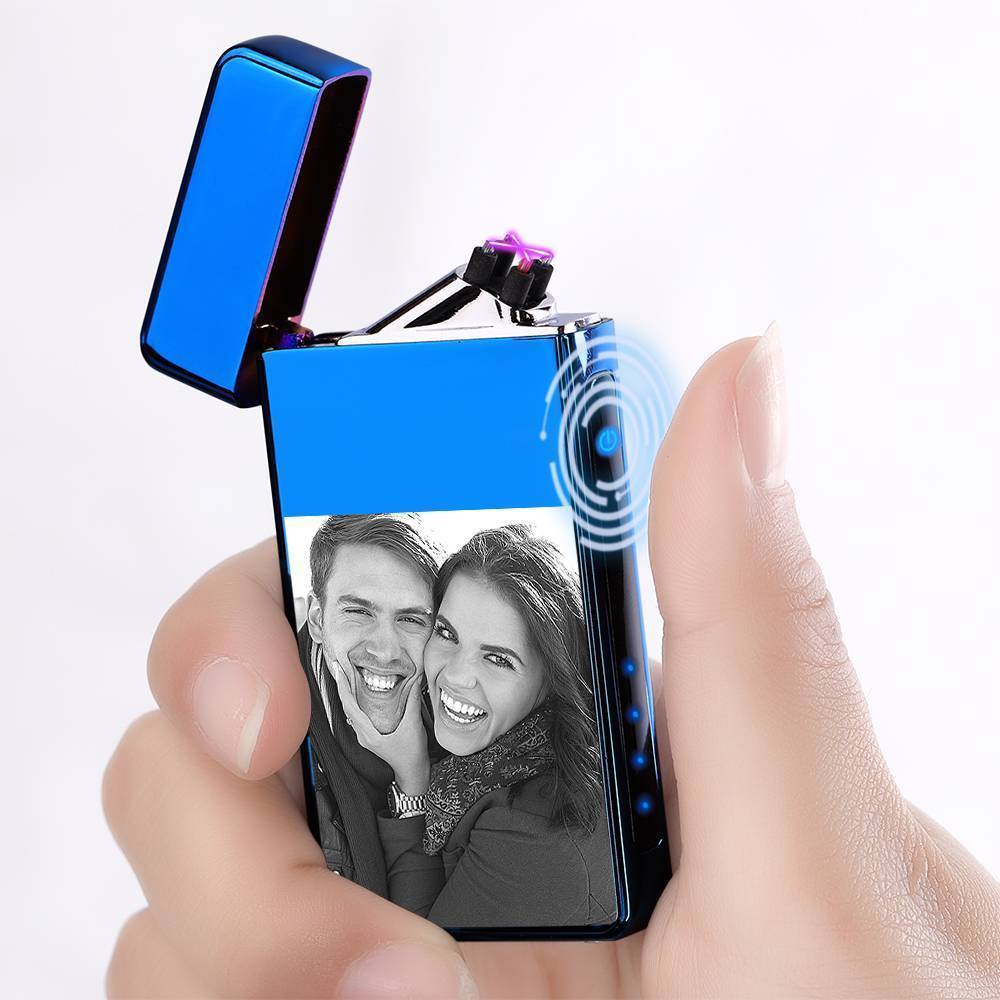 Photo Lighter With Engraving Electric Lighter Great Gift For Boyfriend Blue