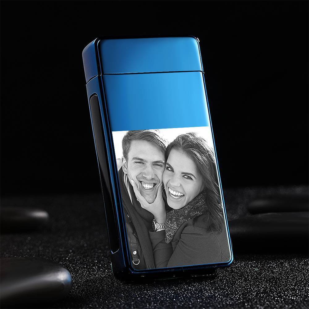 Photo Lighter With Engraving Electric Lighter Great Gift For Boyfriend Blue