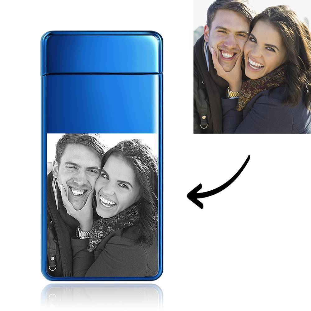 Photo Lighter With Engraving Electric Lighter Great Gift For Boyfriend Blue