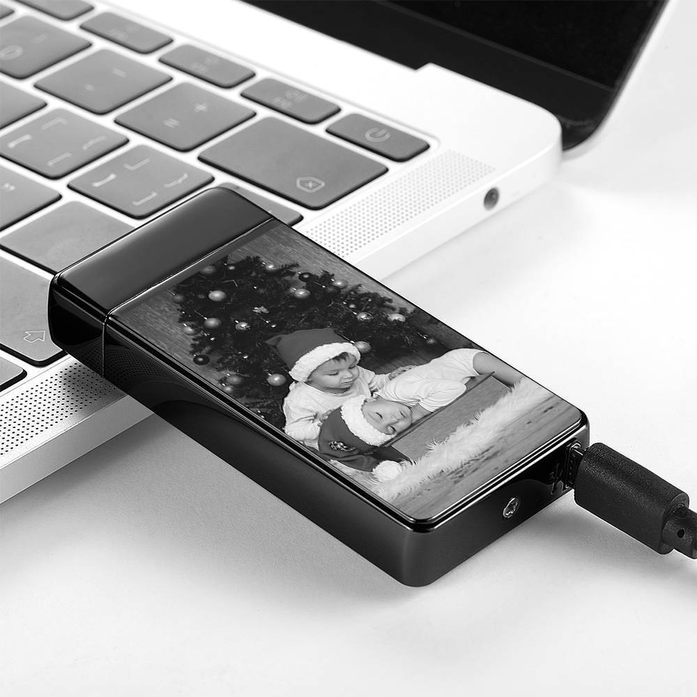 Photo Lighter Custom Photo Engraved Lighter Black Valentine's Gift