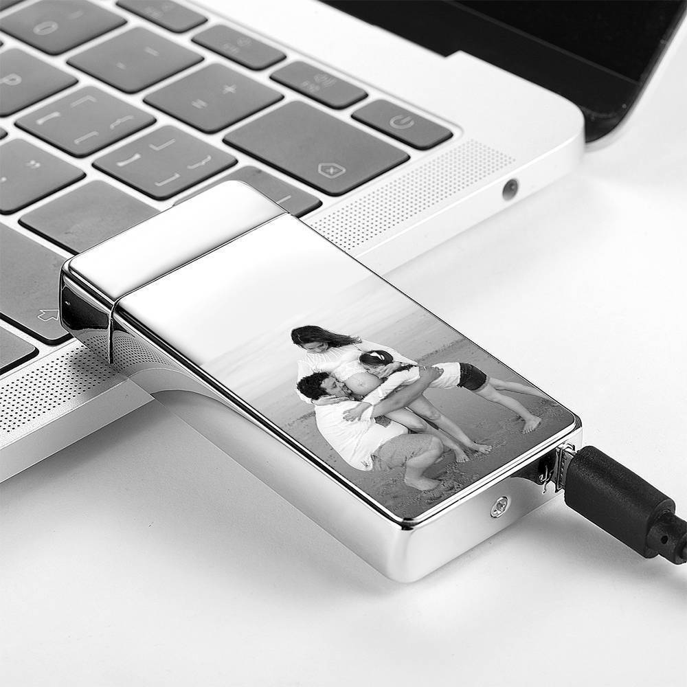 Photo Engraved Lighter Electric Lighter Silver