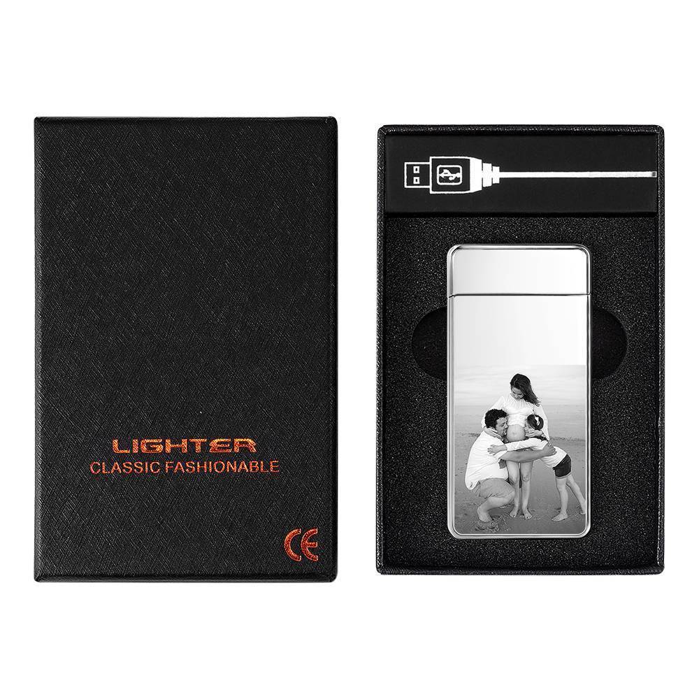 Photo Engraved Lighter Electric Lighter Silver