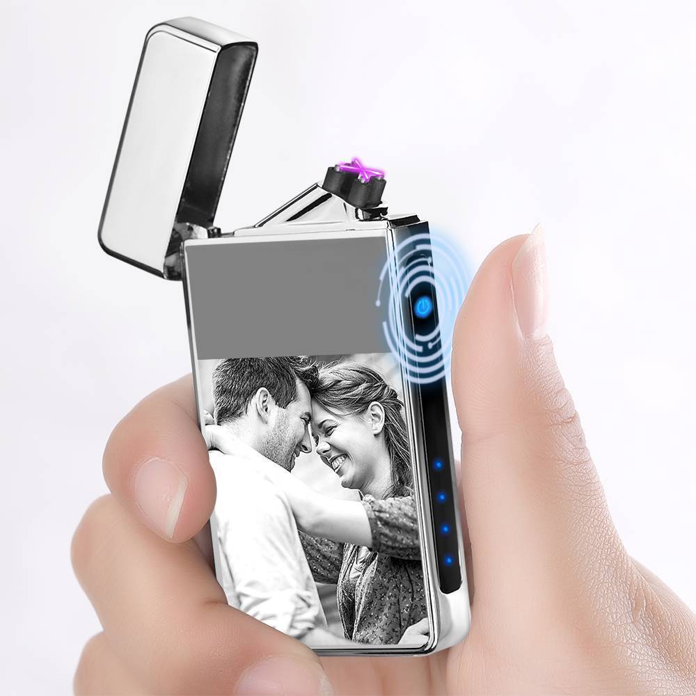 Photo Engraved Lighter Electric Lighter Silver Dhj003x02b