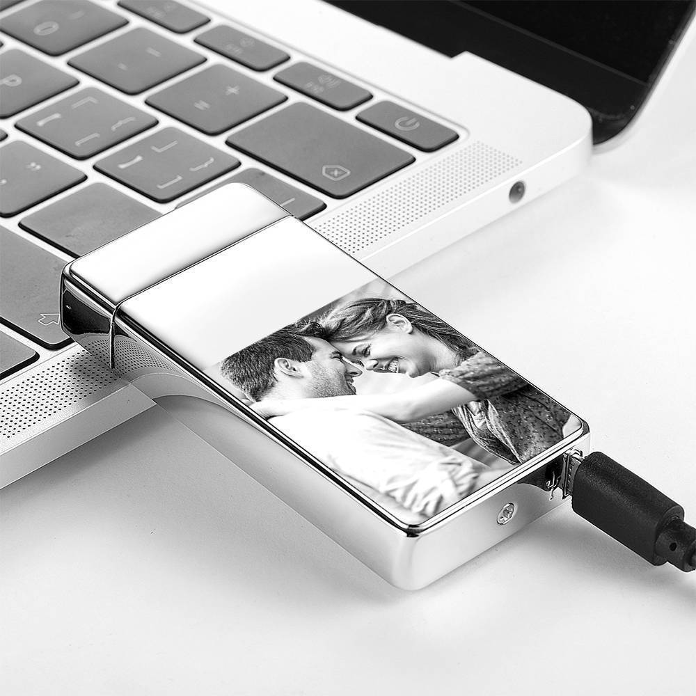 Photo Engraved Lighter Electric Lighter Silver Dhj003x02b