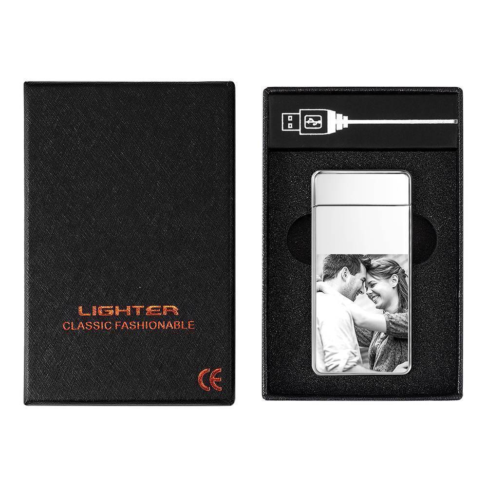 Photo Engraved Lighter Electric Lighter Silver Dhj003x02b