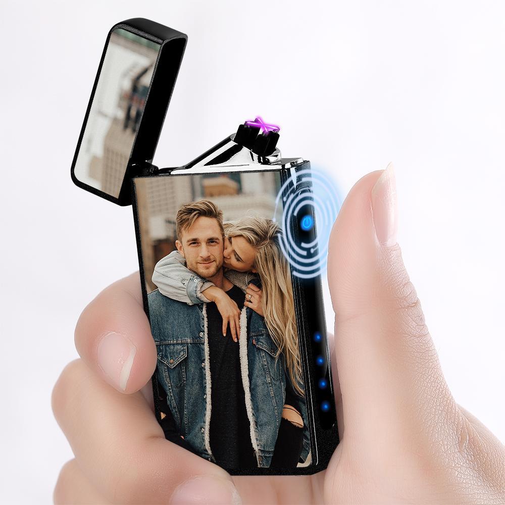 Father S Day Gifts Photo Engraved Lighter Electric Lighter Black Scrub