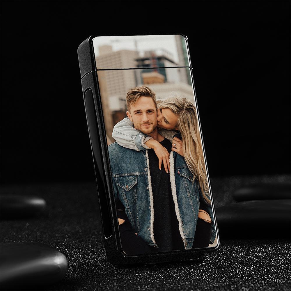 Father S Day Gifts Photo Engraved Lighter Electric Lighter Black Scrub