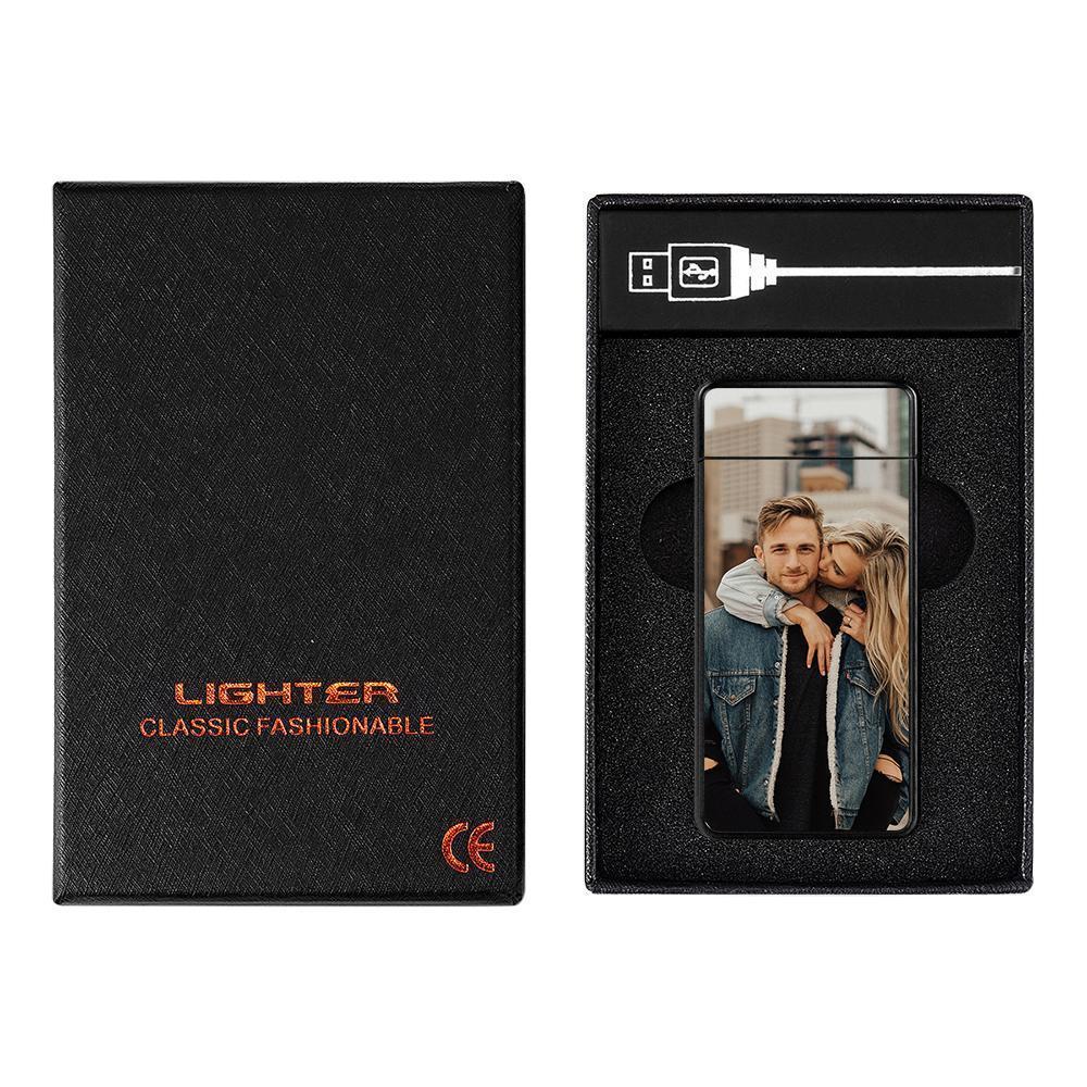 Father S Day Gifts Photo Engraved Lighter Electric Lighter Black Scrub