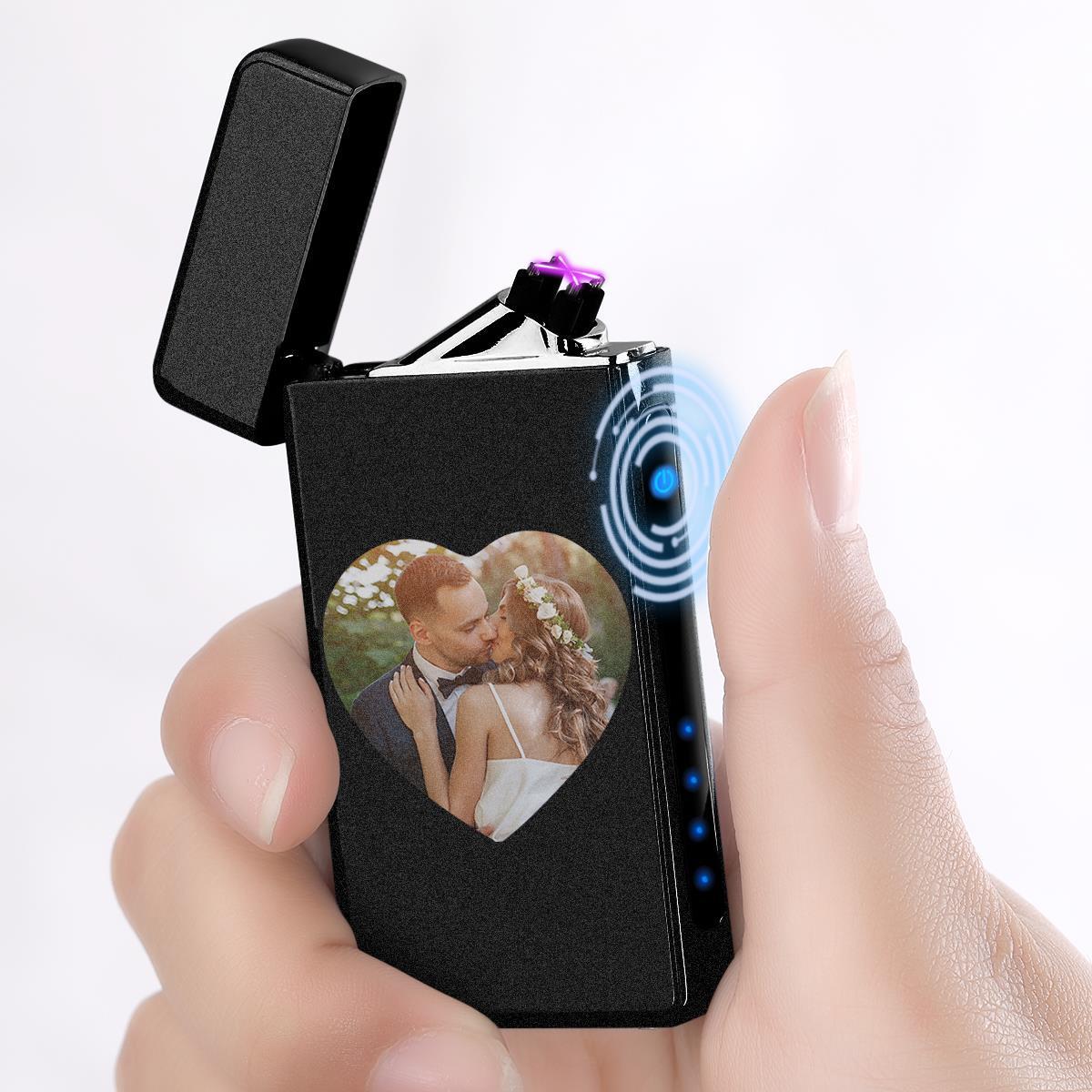 Custom Colorful Electric Cigarette Heart Photo Engraved Lighter USB Power - soufeelus