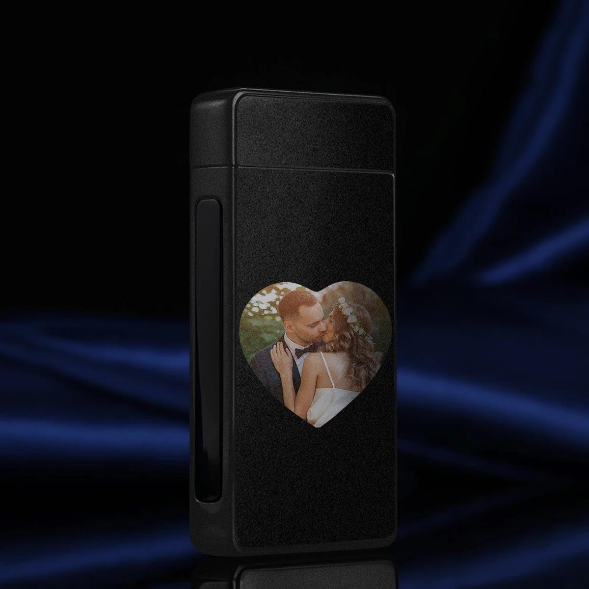 Custom Colorful Electric Cigarette Heart Photo Engraved Lighter USB Power - soufeelus