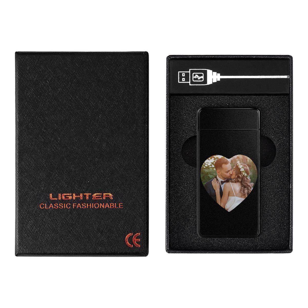 Custom Colorful Electric Cigarette Heart Photo Engraved Lighter USB Power - soufeelus