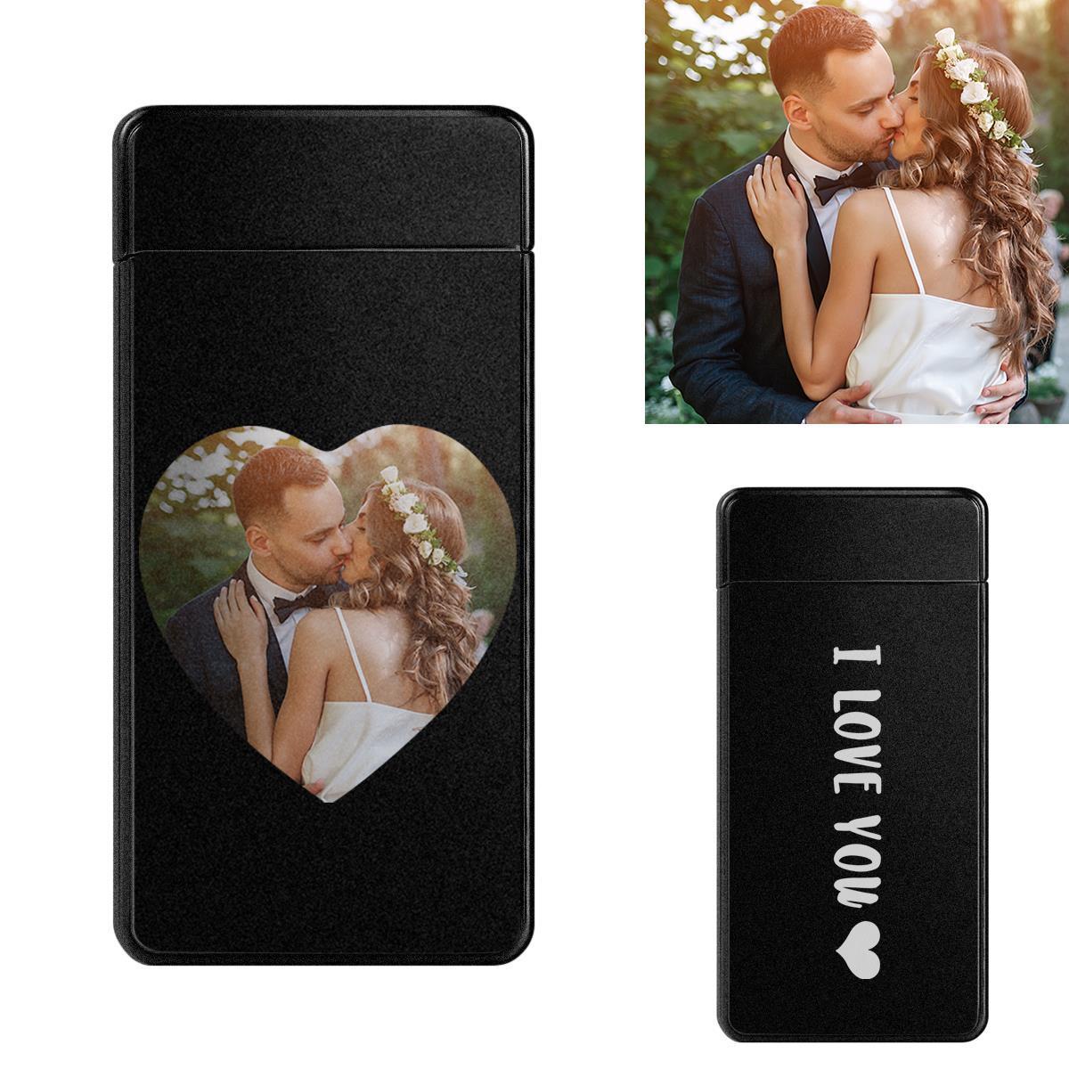 Custom Colorful Electric Cigarette Heart Photo Engraved Lighter USB Power - soufeelus