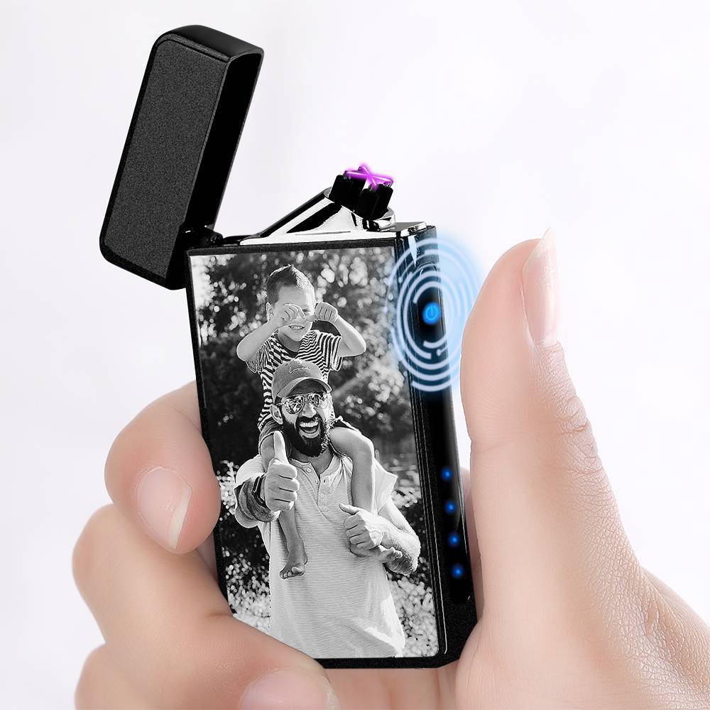 Photo Lighter With Engraving Electric Lighter Black Scrub Perfect Family