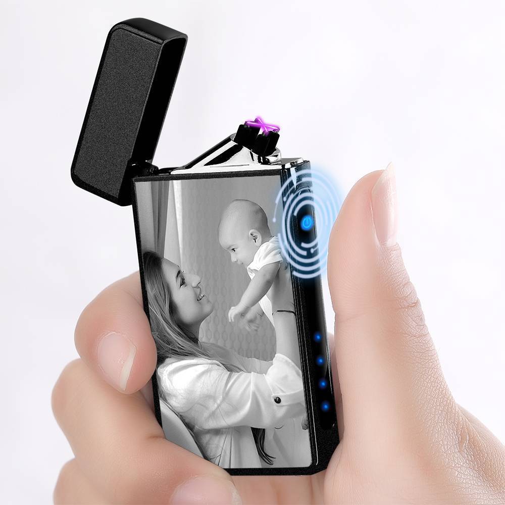 Photo Lighter With Engraving Electric Lighter Black Scrub Keepsake Gift